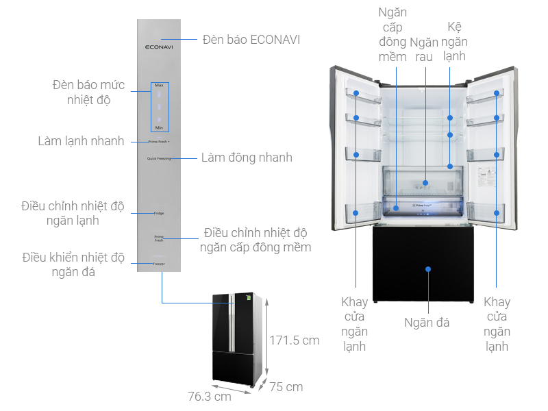 Thông số kỹ thuật Tủ lạnh Panasonic Inverter 494 lít NR-CY550GKVN