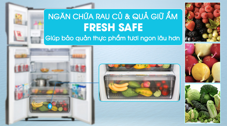 Ngăn rau quả giữ ẩm Fresh Safe - Tủ lạnh Panasonic Inverter 550 lít NR-DZ600GXVN