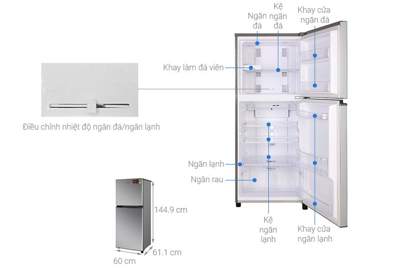 Cấu tạo và kích thước của tủ lạnh